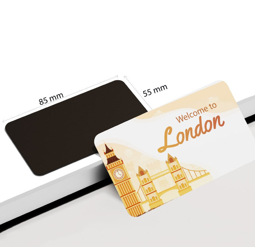 dhcrafts Rectangular Rubber Fridge Magnet / Magnetic Card Orange London D1 Design Pack of 1 (8.6cm x 5.4cm)